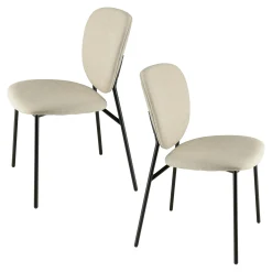Chaise de table tissu écru (lot de 2) TIM