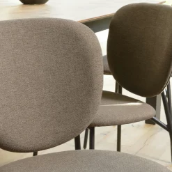 Chaise de table tissu marron (lot de 2) TIM
