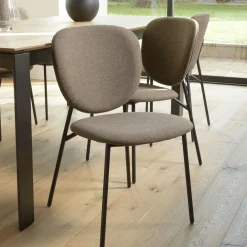 Chaise de table tissu marron (lot de 2) TIM