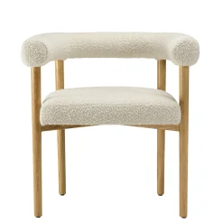 Chaise dossier arrondi tissu bouclette blanc TIM