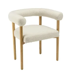 Chaise dossier arrondi tissu bouclette blanc TIM