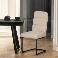 Chaise à dossier haut en tissu beige (lot de 2) LOMBARDIE