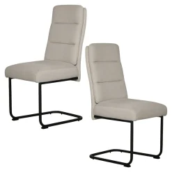Chaise à dossier haut en tissu beige (lot de 2) LOMBARDIE