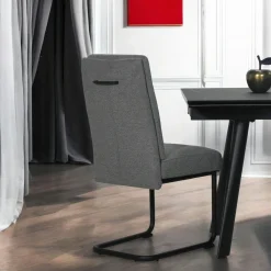 Chaise à dossier haut en tissu gris (lot de 2) LOMBARDIE