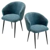 Chaise dossier rond tissu bleu (lot de 2) IENA
