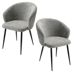 Chaise dossier rond tissu gris (lot de 2) IENA