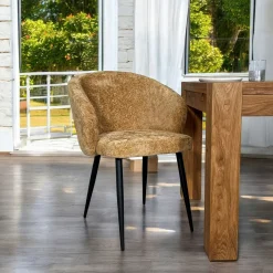 Chaise dossier rond tissu moutarde (lot de 2) IENA