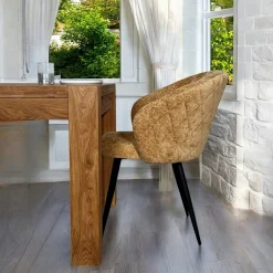 Chaise dossier rond tissu moutarde (lot de 2) IENA
