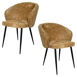 Chaise dossier rond tissu moutarde (lot de 2) IENA