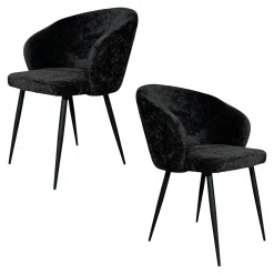 Chaise dossier rond tissu noir (lot de 2) IENA