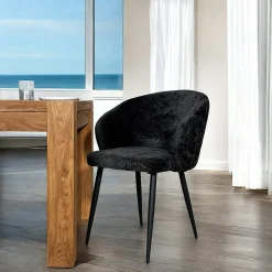 Chaise dossier rond tissu noir (lot de 2) IENA