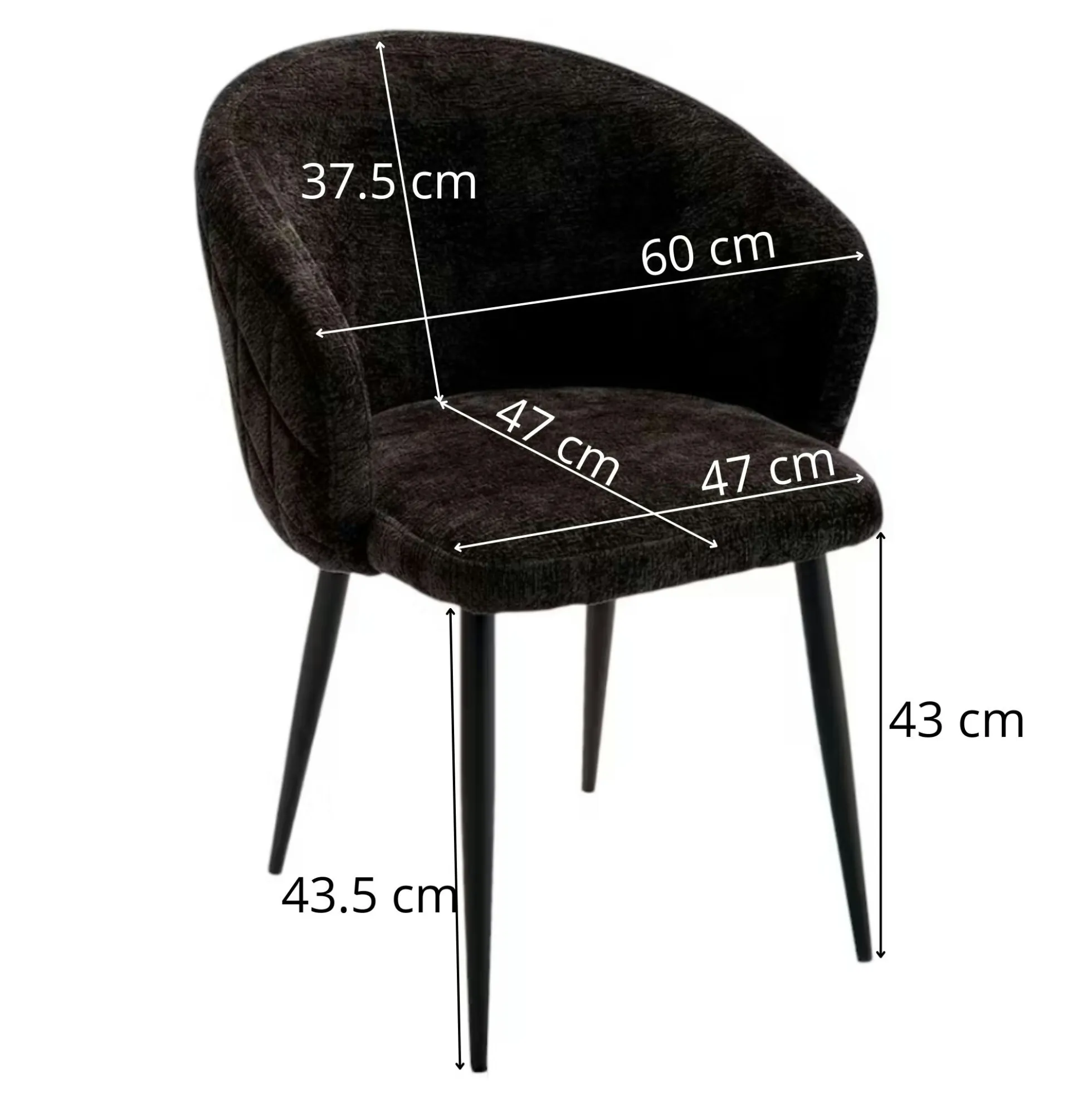 Chaise dossier rond tissu noir (lot de 2) IENA