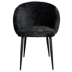 Chaise dossier rond tissu noir (lot de 2) IENA
