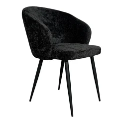 Chaise dossier rond tissu noir (lot de 2) IENA