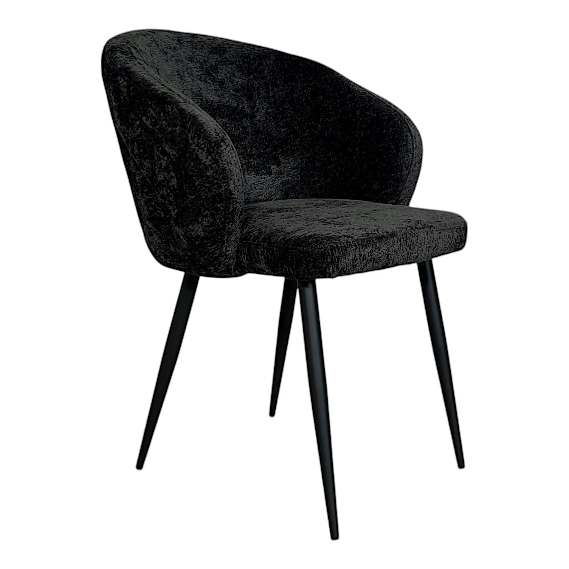 Chaise dossier rond tissu noir (lot de 2) IENA