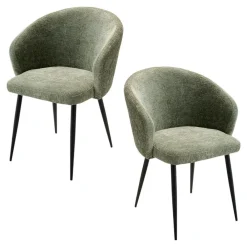 Chaise dossier rond tissu vert (lot de 2) IENA