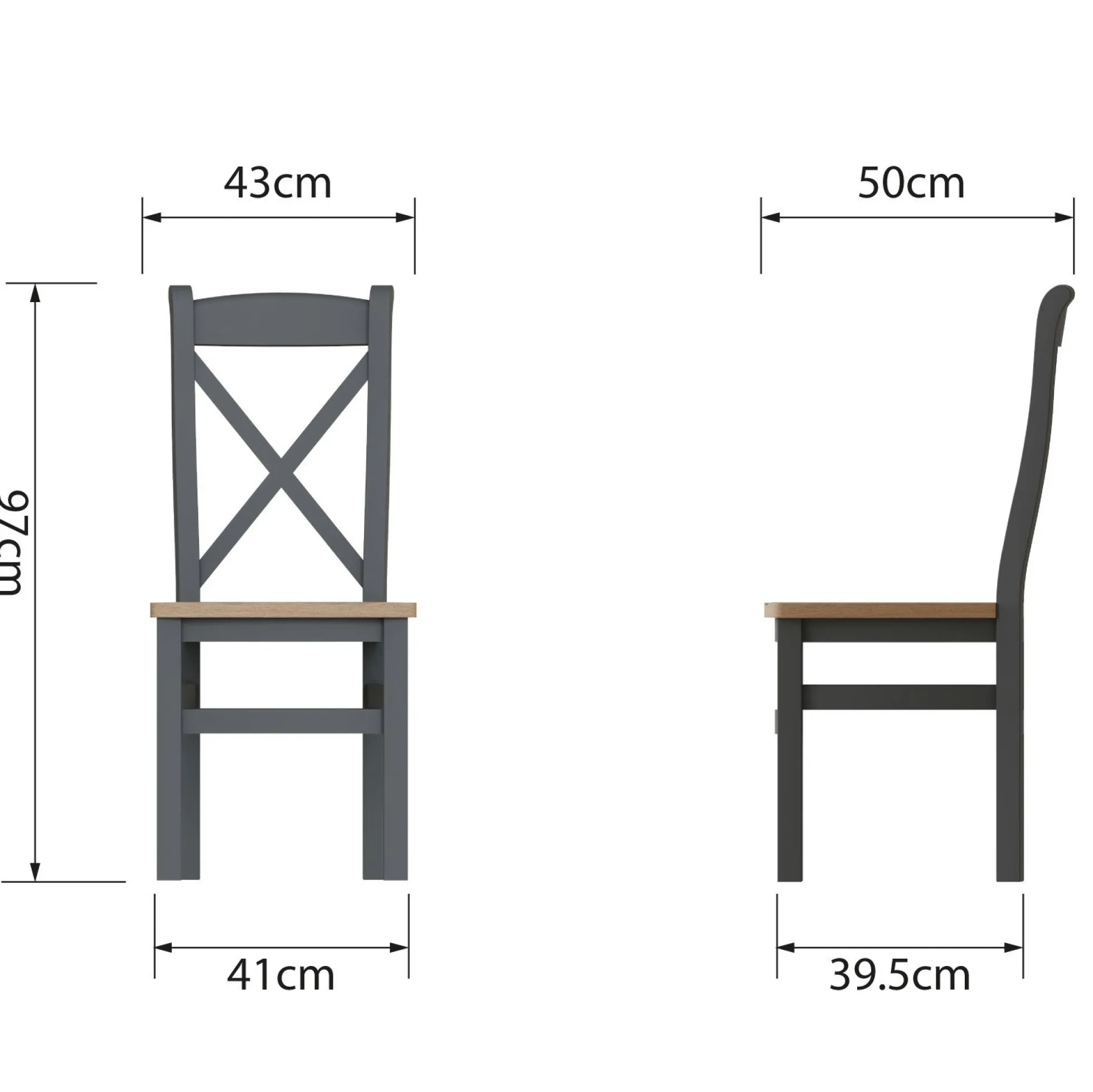 Chaise en bois avec dossier croisé finition charbon (lot de 2) COVENTRY