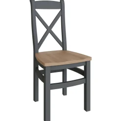 Chaise en bois avec dossier croisé finition charbon (lot de 2) COVENTRY