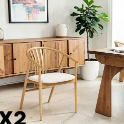 Chaise en bois clair à dossier arrondi (lot de 2) AMSTERDAM