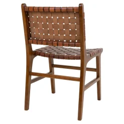 Chaise en bois et cuir tressé marron (lot de 2) MENDOZA