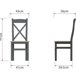 Chaise en bois et tissu avec dossier croisé finition charbon (lot de 2) COVENTRY