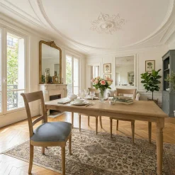 Chaise en bois et tissu gris LEON AMADEUS