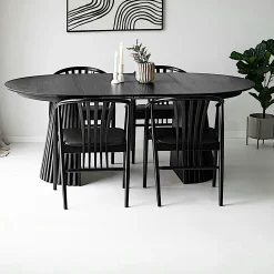 Chaise en bois noir à dossier arrondi (lot de 2) AMSTERDAM