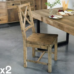 Chaise en bois recyclé BRISBANE (lot de 2)