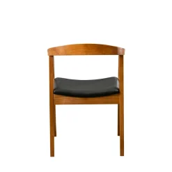 Chaise en bois ronde - assise noire TENA