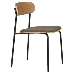Chaise en bois style écolier avec assise tissu marron (lot de 2) BERLIN
