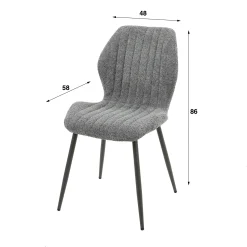 Chaise en bouclette grise à rayures (lot de 2) GALWAY