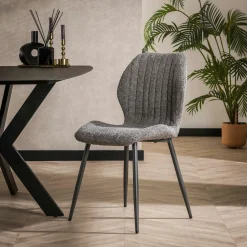 Chaise en bouclette grise à rayures (lot de 2) GALWAY