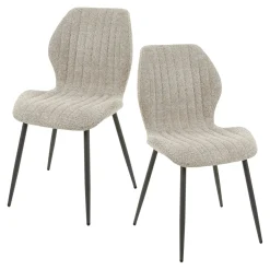 Chaise en bouclette sable à rayures (lot de 2) GALWAY