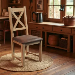 Chaise en chêne massif assise microfibre FJORD