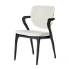 Chaise en cuir gris clair, accoudoirs bois noir ALDER