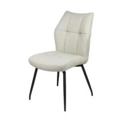 Chaise en cuir ivoire design damier (lot de 2) LOMBARDIE