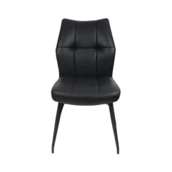 Chaise en cuir noir design damier (lot de 2) LOMBARDIE