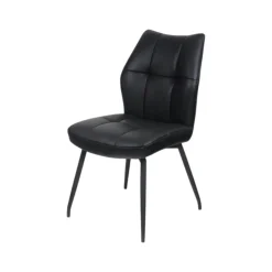 Chaise en cuir noir design damier (lot de 2) LOMBARDIE