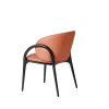 Chaise en cuir terracotta dos rond accoudoirs bois noir ALDER