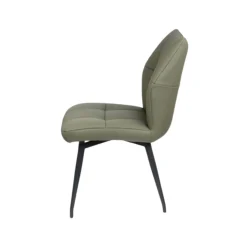 Chaise en cuir vert design damier (lot de 2) LOMBARDIE