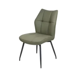 Chaise en cuir vert design damier (lot de 2) LOMBARDIE