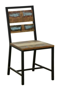Chaise en Hévéa recyclé coloré et métal 45x51x90cm LOFT COLORS