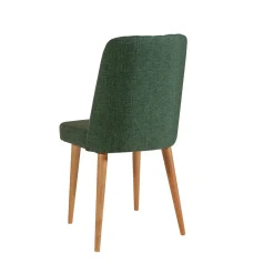 Chaise en lin vert - dossier rainuré et pieds bois ROSARIO