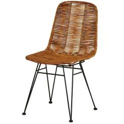 Chaise en rotin naturel pieds métal noir (lot de 2) CANADA