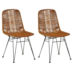 Chaise en rotin naturel pieds métal noir (lot de 2) CANADA