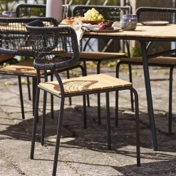 Chaise en teck et métal noir (lot de 2) LAKEWOOD