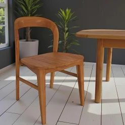 Chaise en teck massif à dossier arrondi (lot de 2) DEPOK