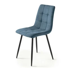 Chaise en tissu bleu motif damier (lot de 2) LORA
