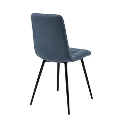 Chaise en tissu bleu motif damier (lot de 2) LORA