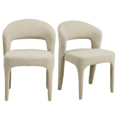 Chaise en tissu bouclette sable (lot de 2) TULSA